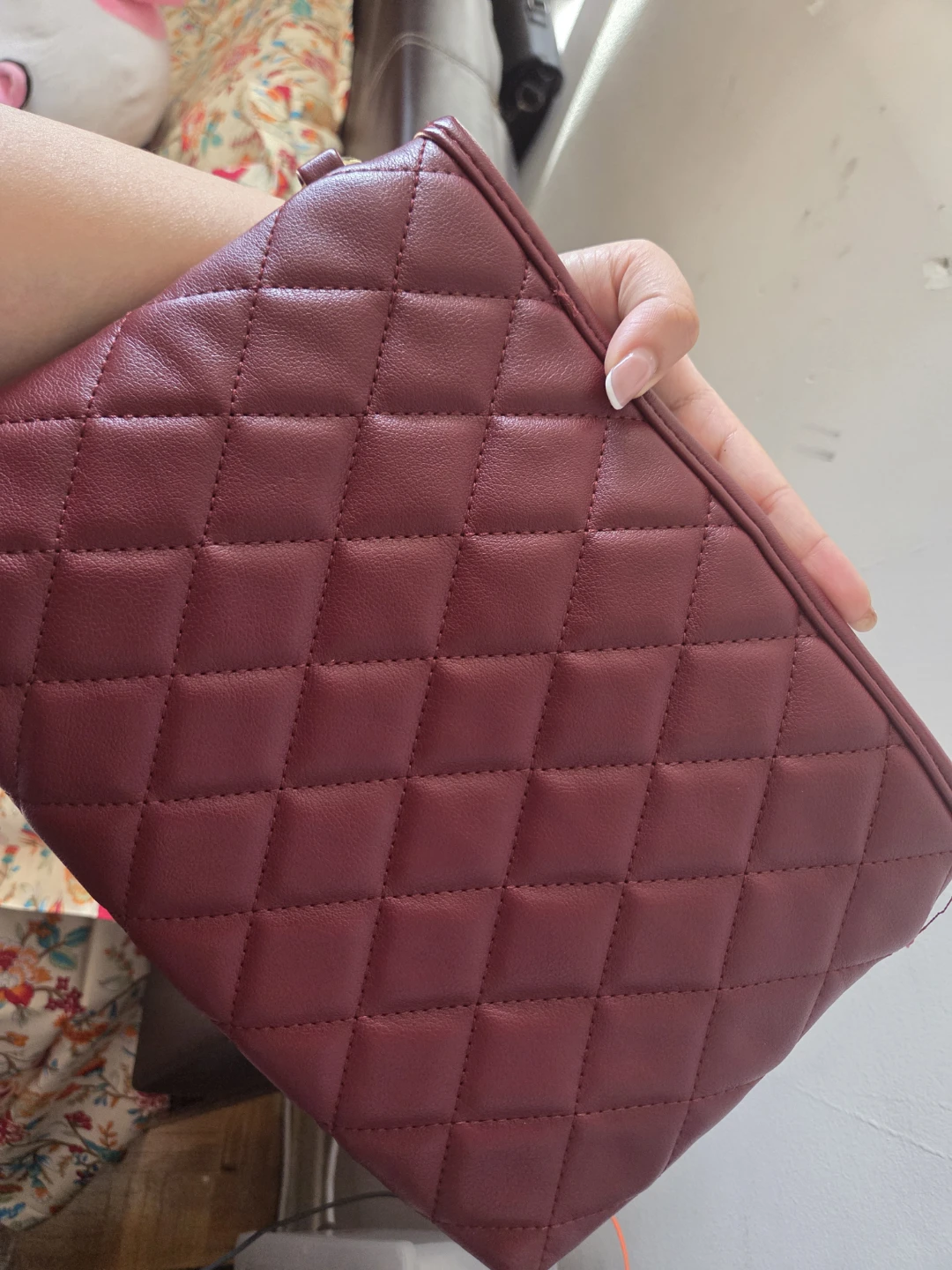Quilted Clutch Bag with Gold Chain - photo 2