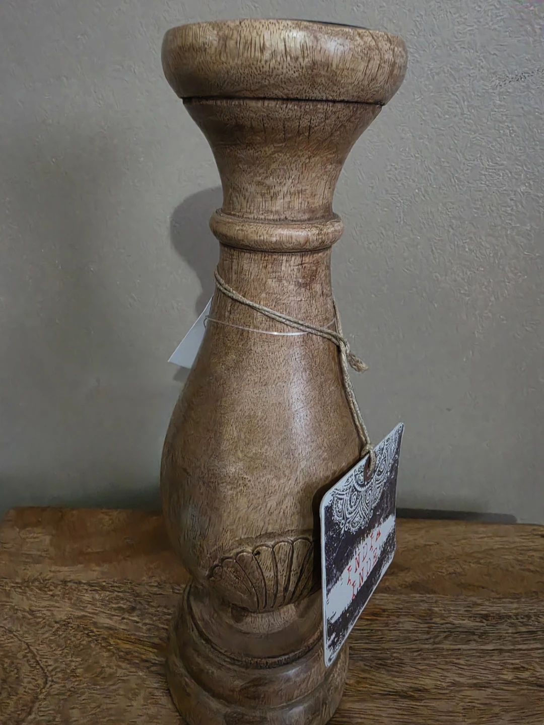 Wooden Pillar Candle Holder - Brown (New)