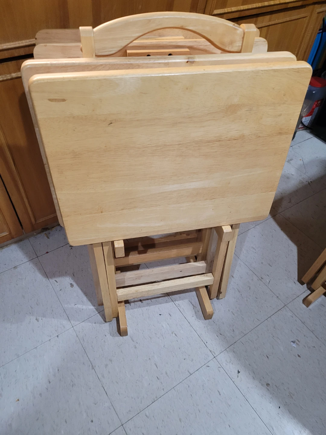 Wooden Folding TV Tray Set with 4 Tables and 1 Chair - photo 4