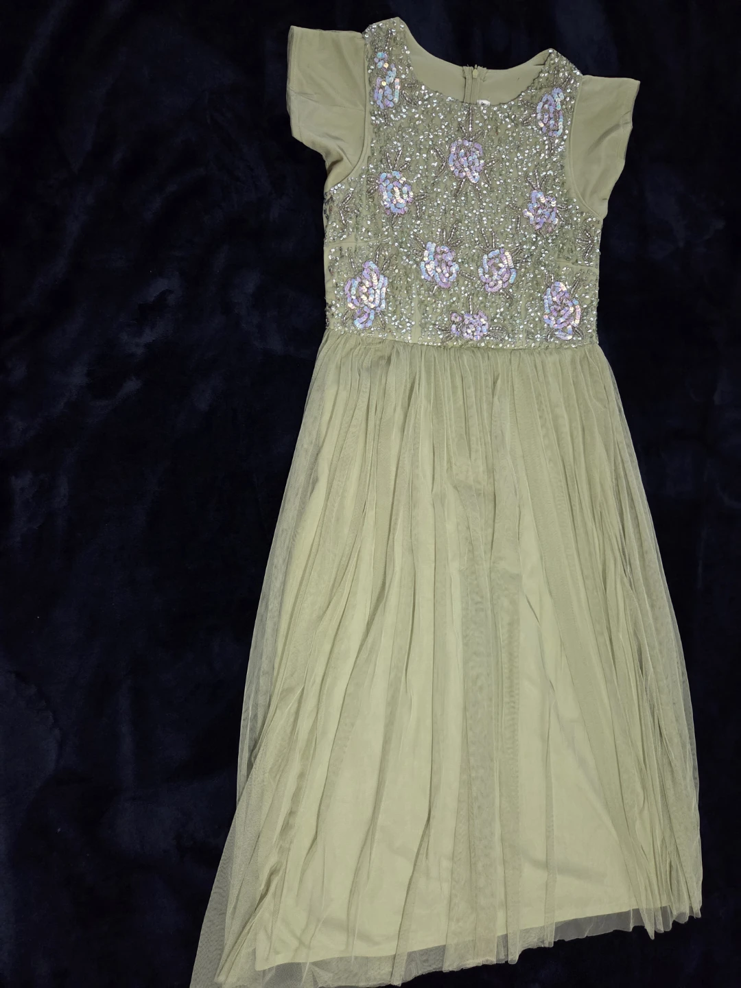 Light Green Beaded Tulle Dress 'long gown' for women and girls
