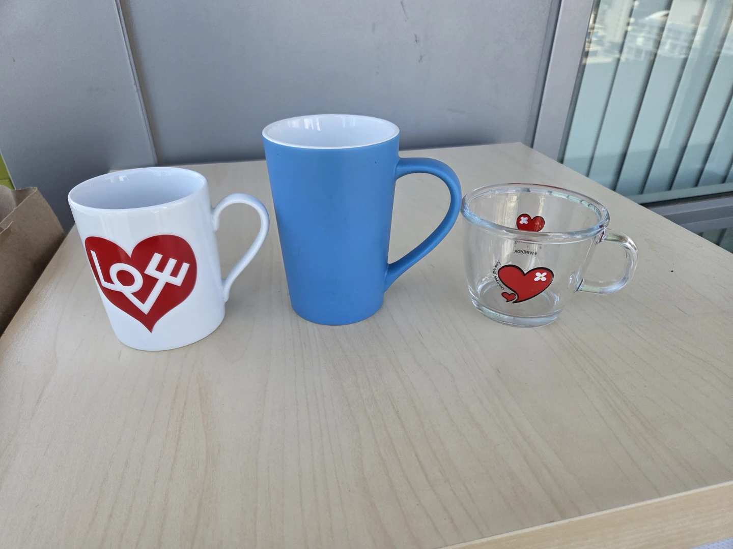 Mugs with Heart Design - 3 Pack