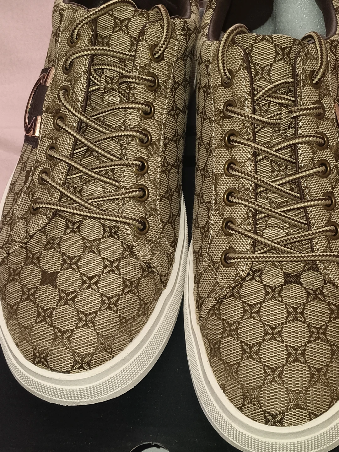 FARANZI Men's Brown Monogram Sneakers Size 7.5 - photo 2