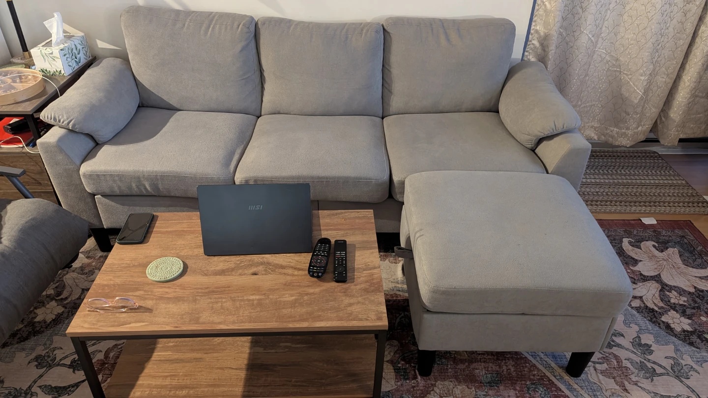 Grey 3-Seater Sofa with Ottoman (with storage)– Great Condition