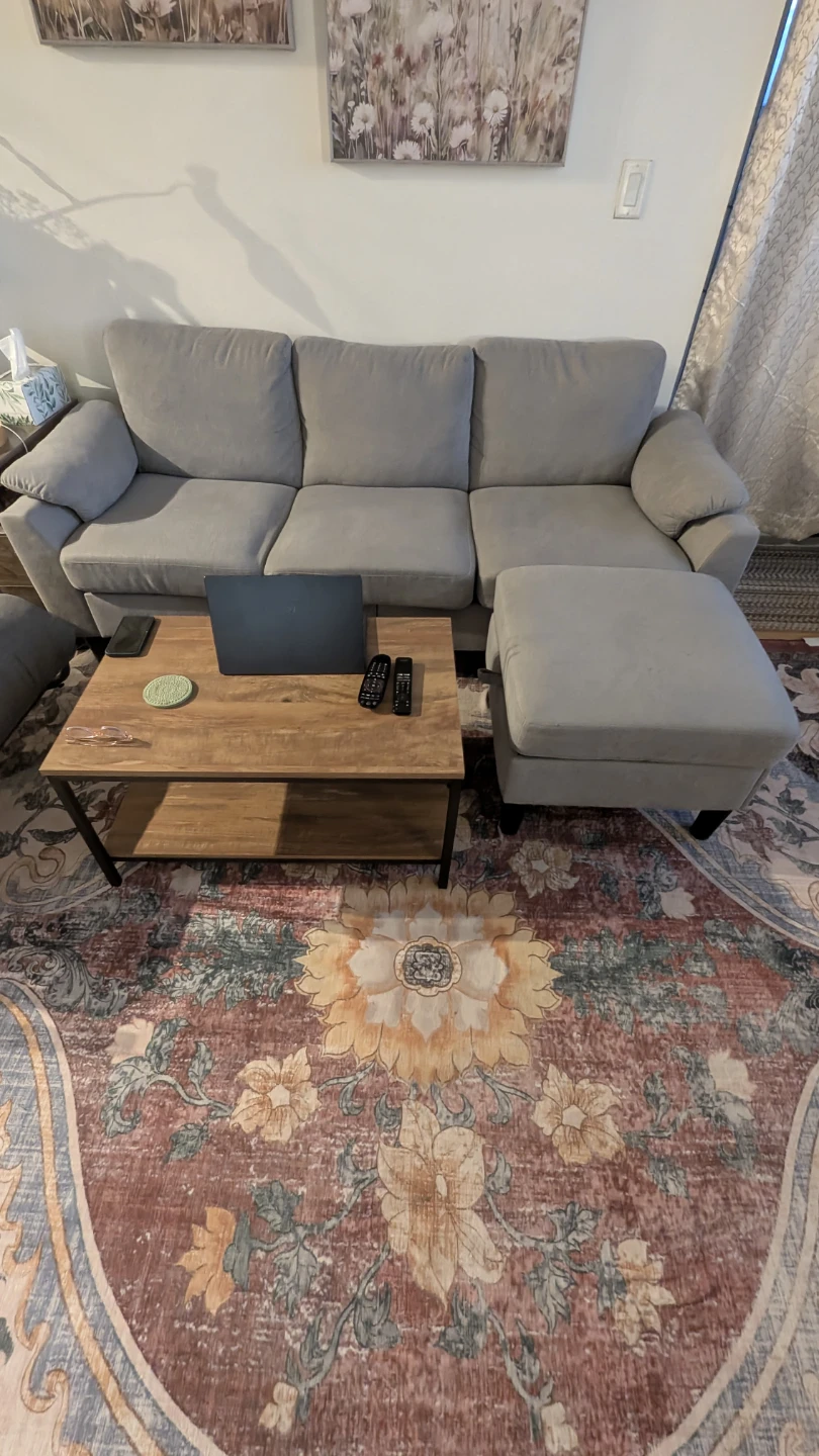Grey 3-Seater Sofa with Ottoman (with storage)– Great Condition - photo 2