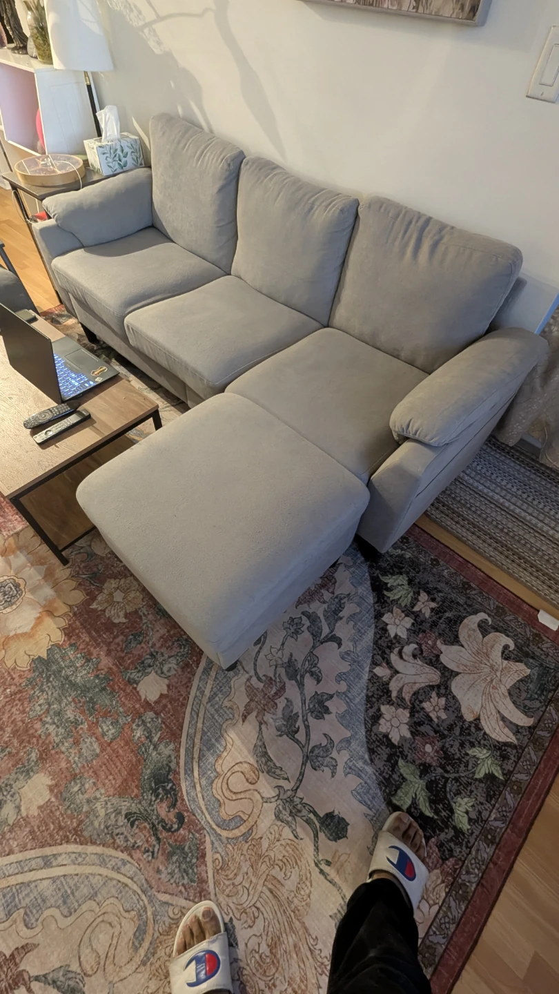 Grey 3-Seater Sofa with Ottoman (with storage)– Great Condition - photo 3