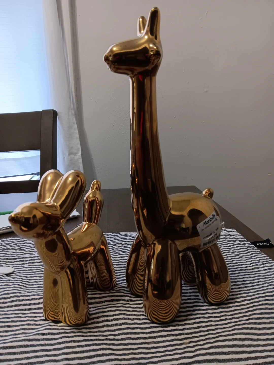 Gold Balloon Dog & Giraffe Figurines