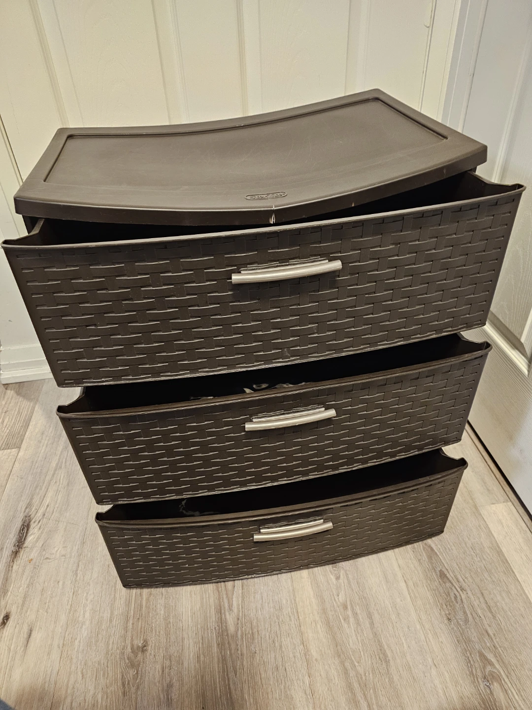 Brown 3-Drawer Plastic Storage Unit