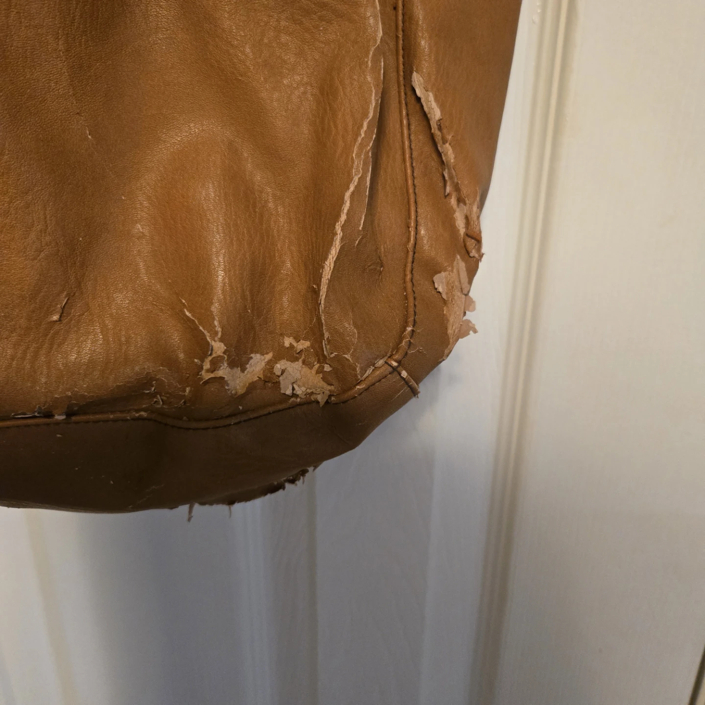 FREE Brown Faux Leather Tote Bag - Heavily Worn - photo 3