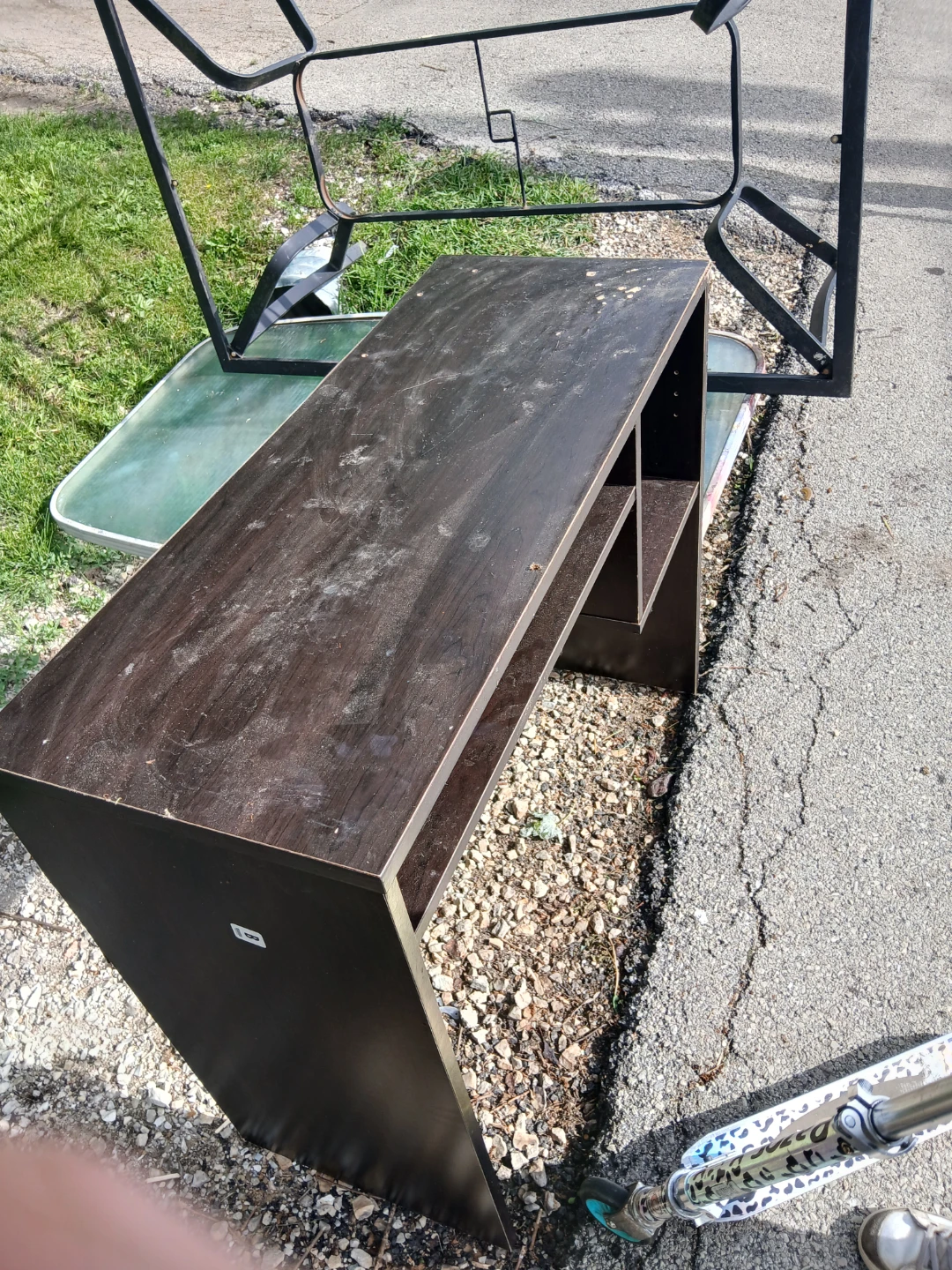 Dark Brown Computer Desk with Shelves - photo 3