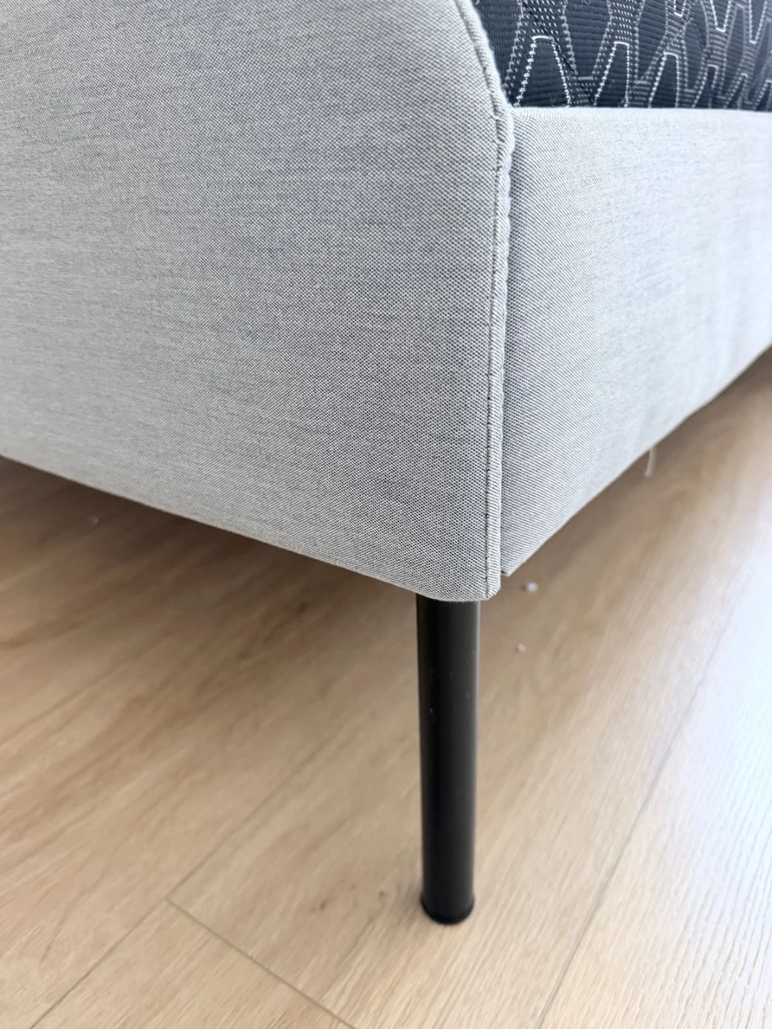 Grey Upholstered Bed Frame with Black Legs - photo 4