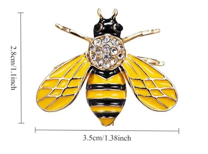 Bee Brooch Pin Rhinestone Enamel - photo 2