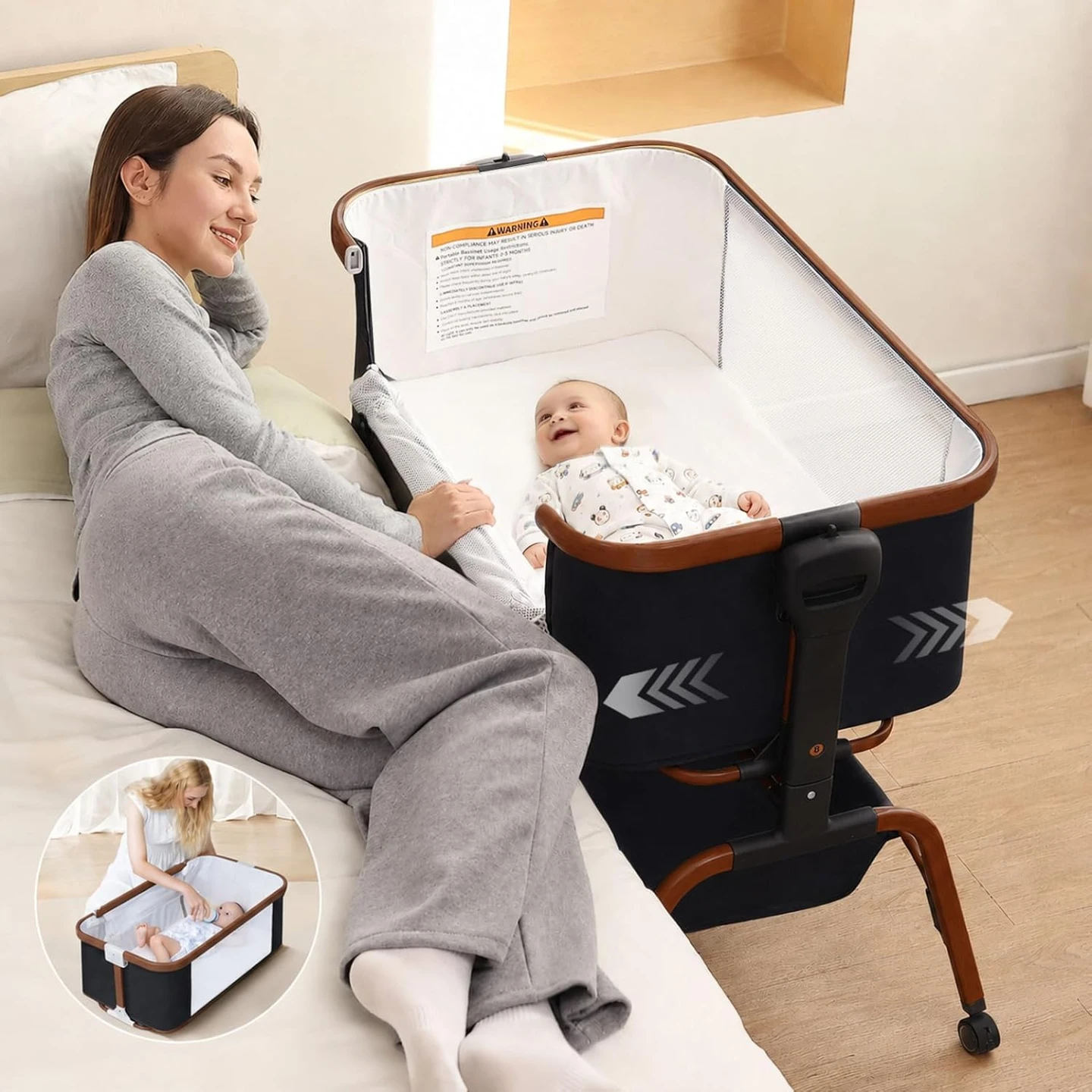 Adjustable Bassinet with Wheels