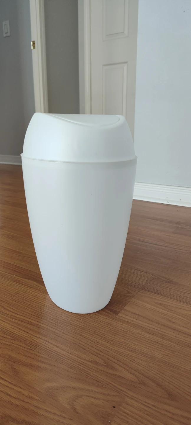 White Plastic Swing Top Trash Can - photo 2