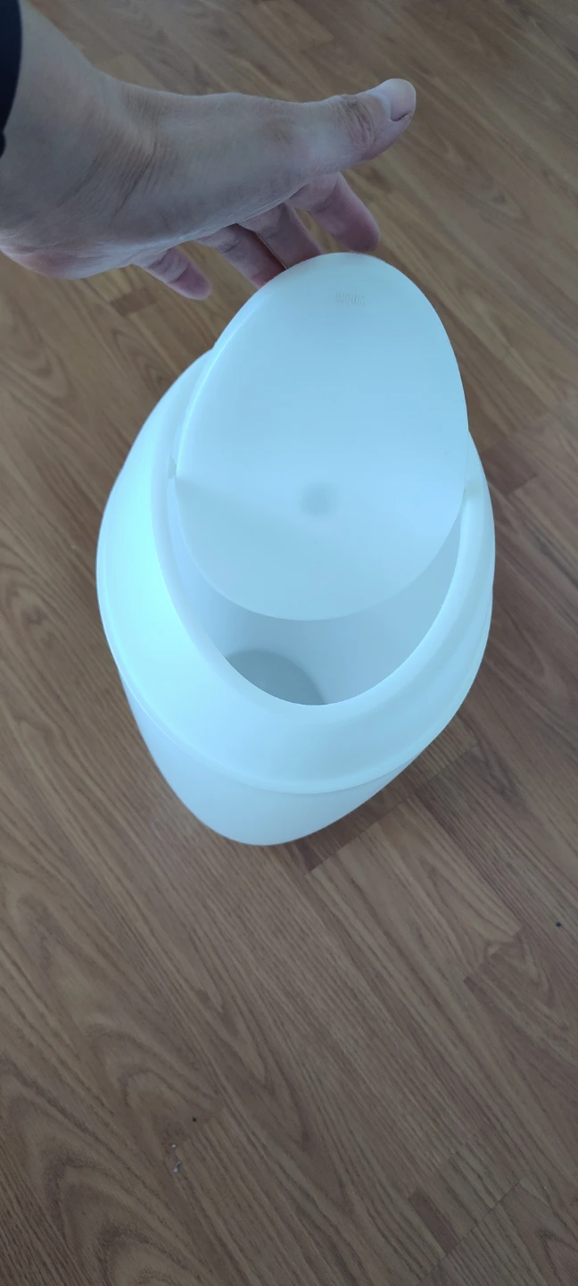 White Plastic Swing Top Trash Can - photo 3