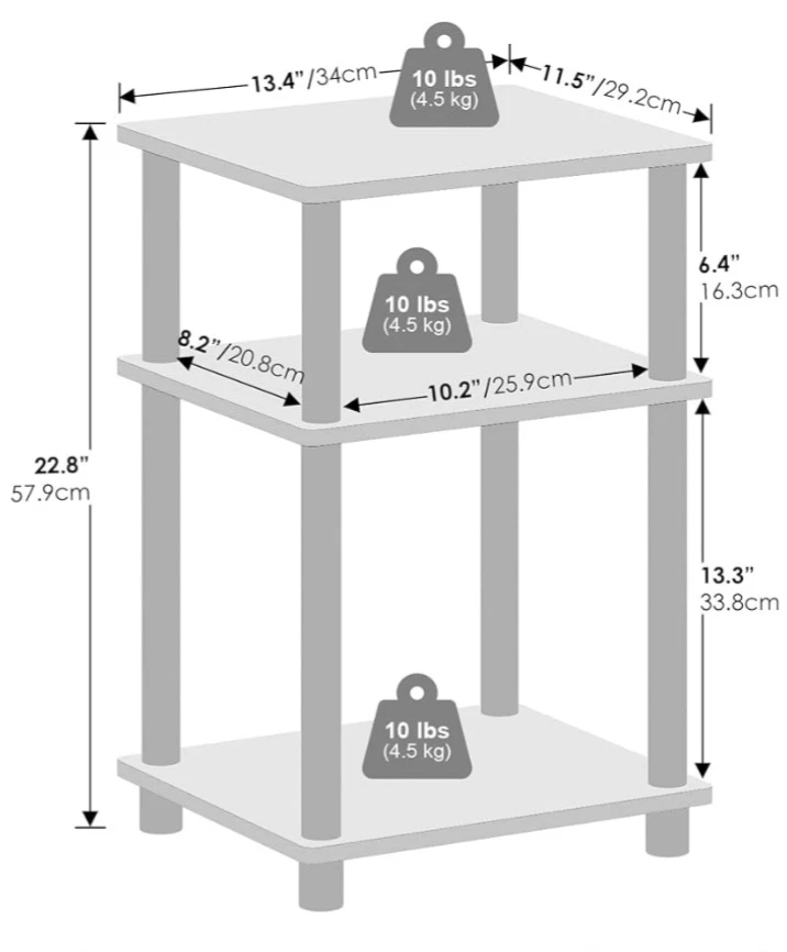 White 3-Tier Sidetable - photo 2