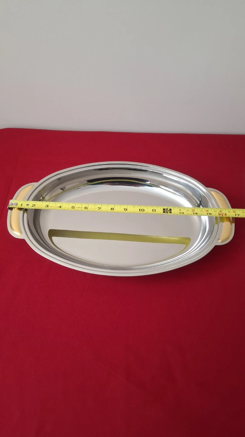 Stainless Steel Serving Dish with Gold Handles - photo 4