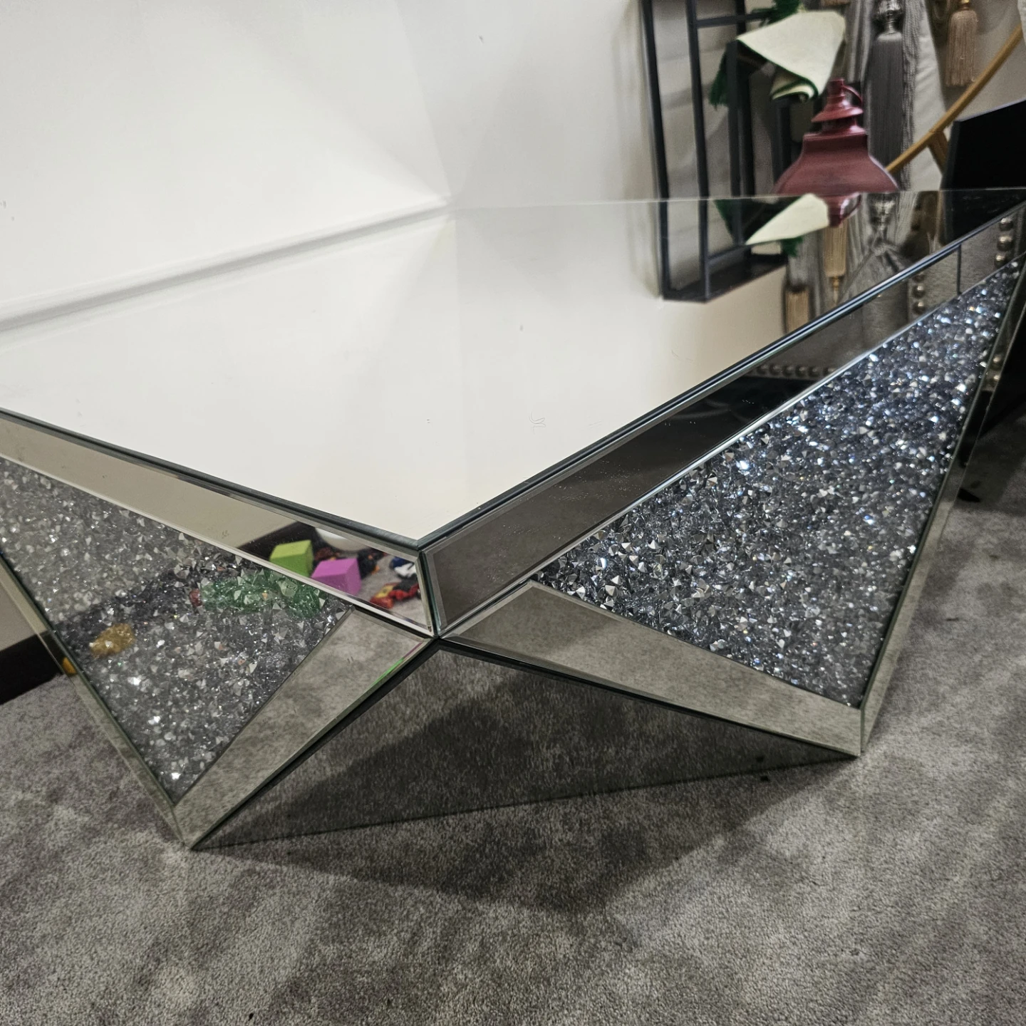 Mirrored Crushed Crystal Coffee Table - photo 2