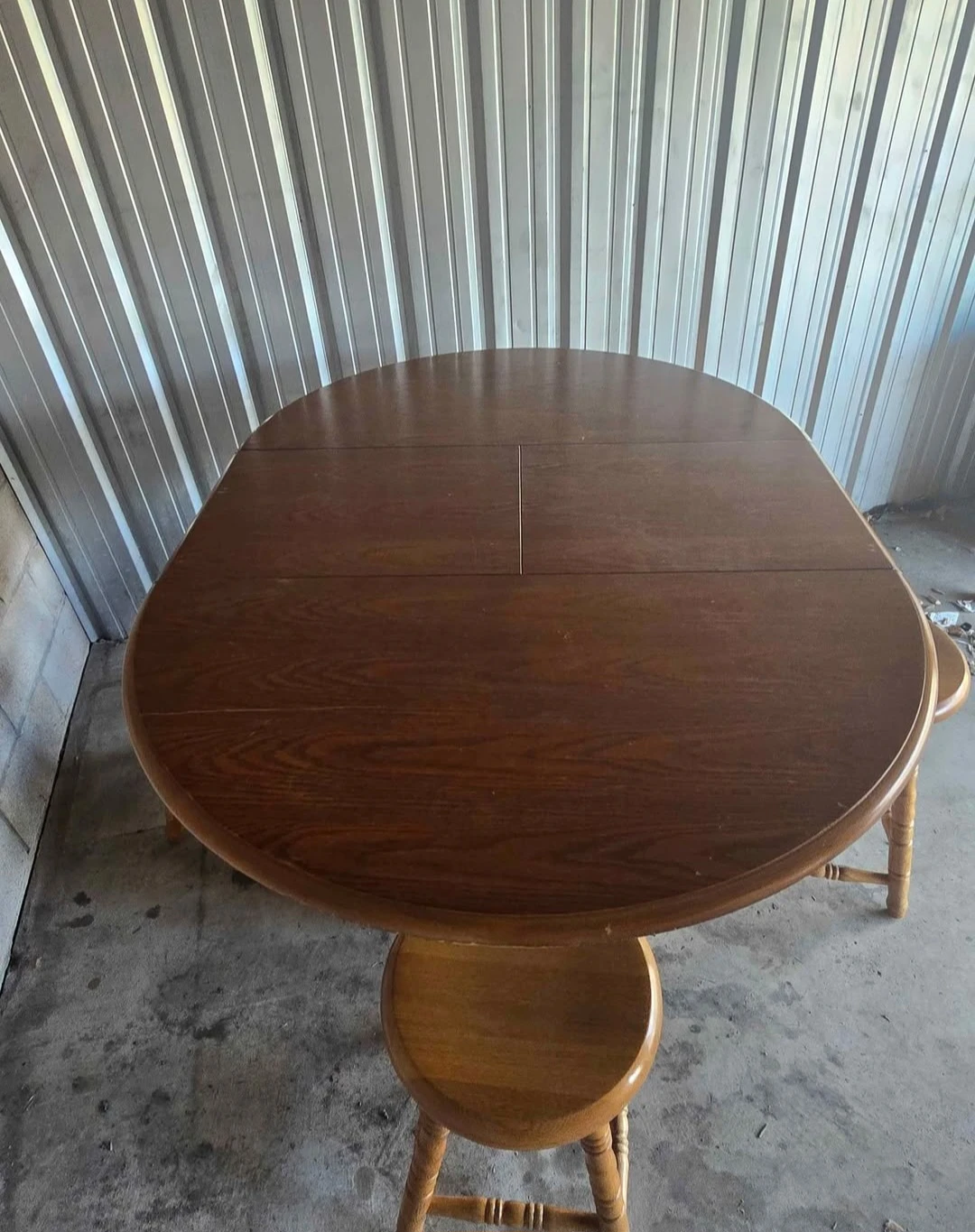 Round Drop Leaf Dining Table with 4 Stools - photo 3