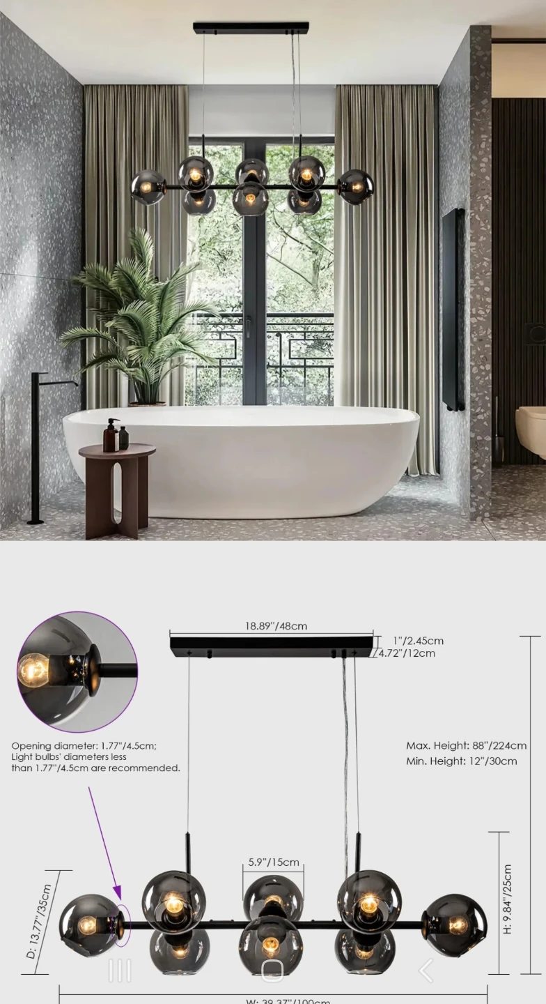 Modern Smoke Glass Globe Chandelier - photo 2