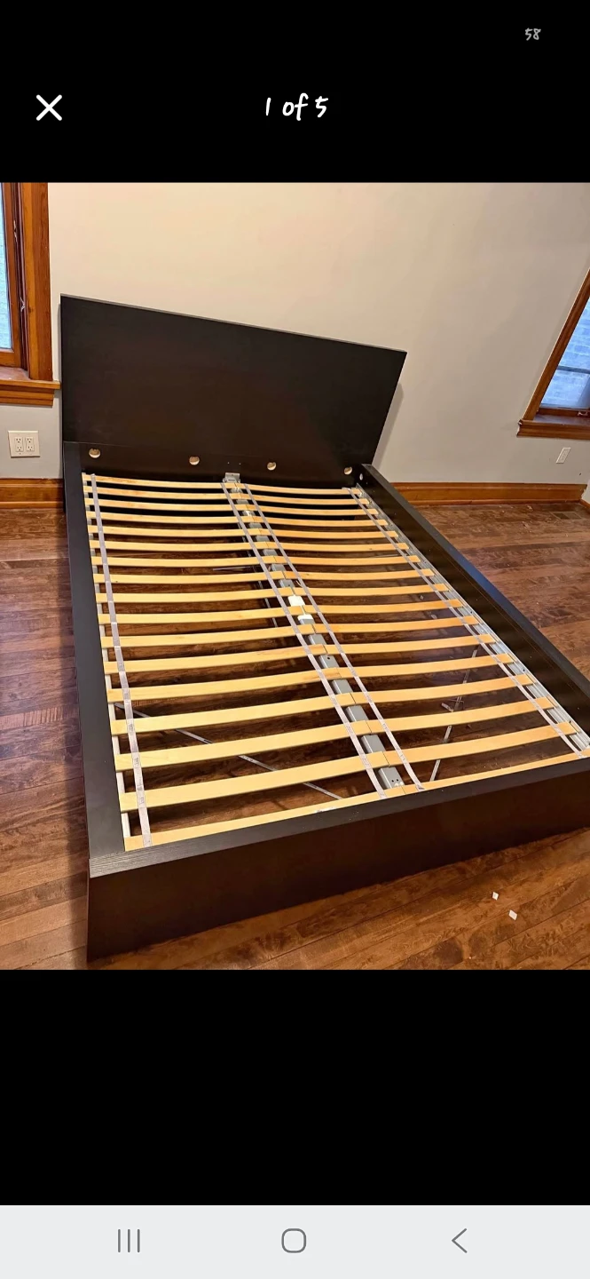 Queen Black Wooden Bed Frame with Headboard