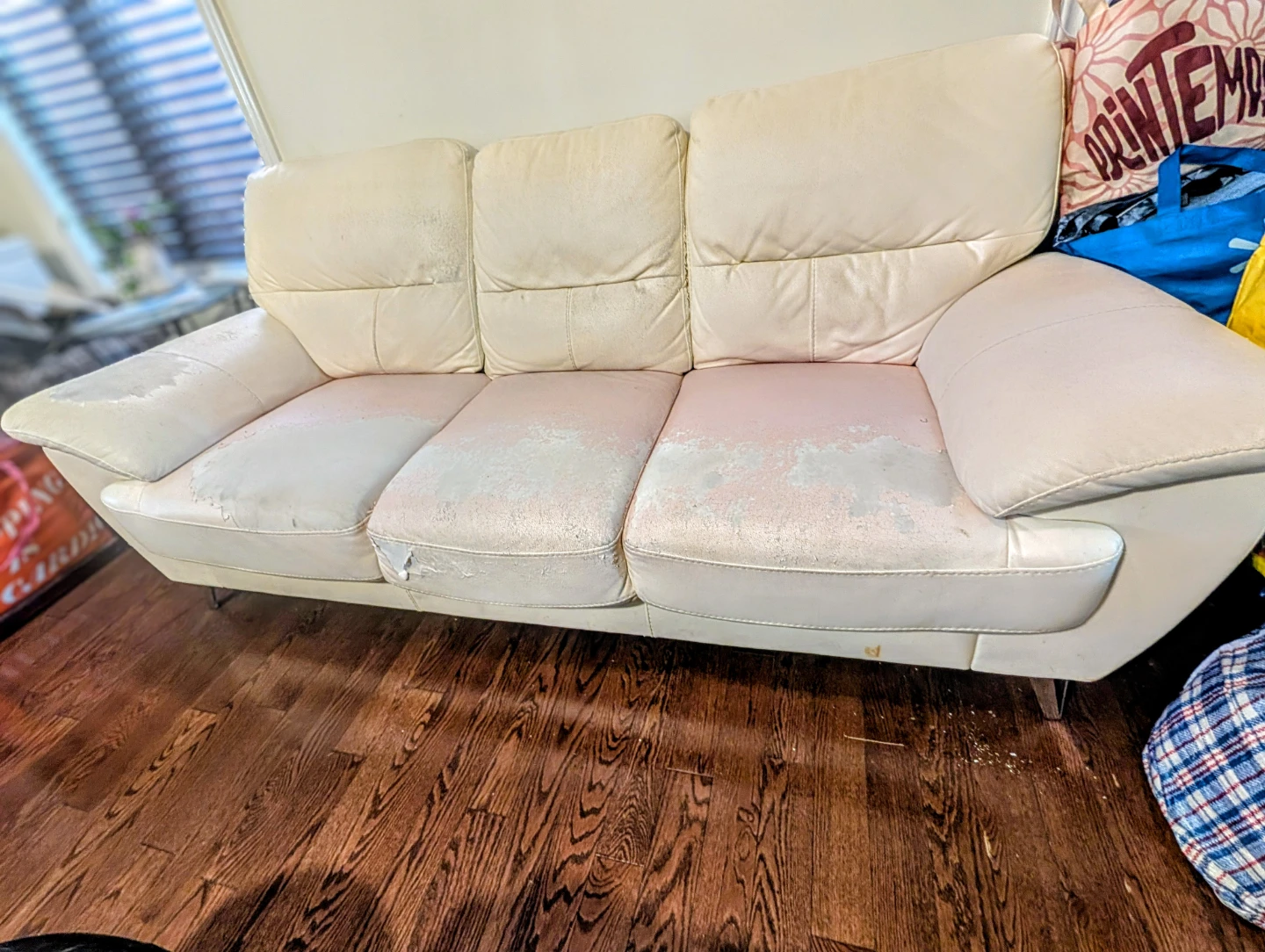 White Faux Leather Sofa