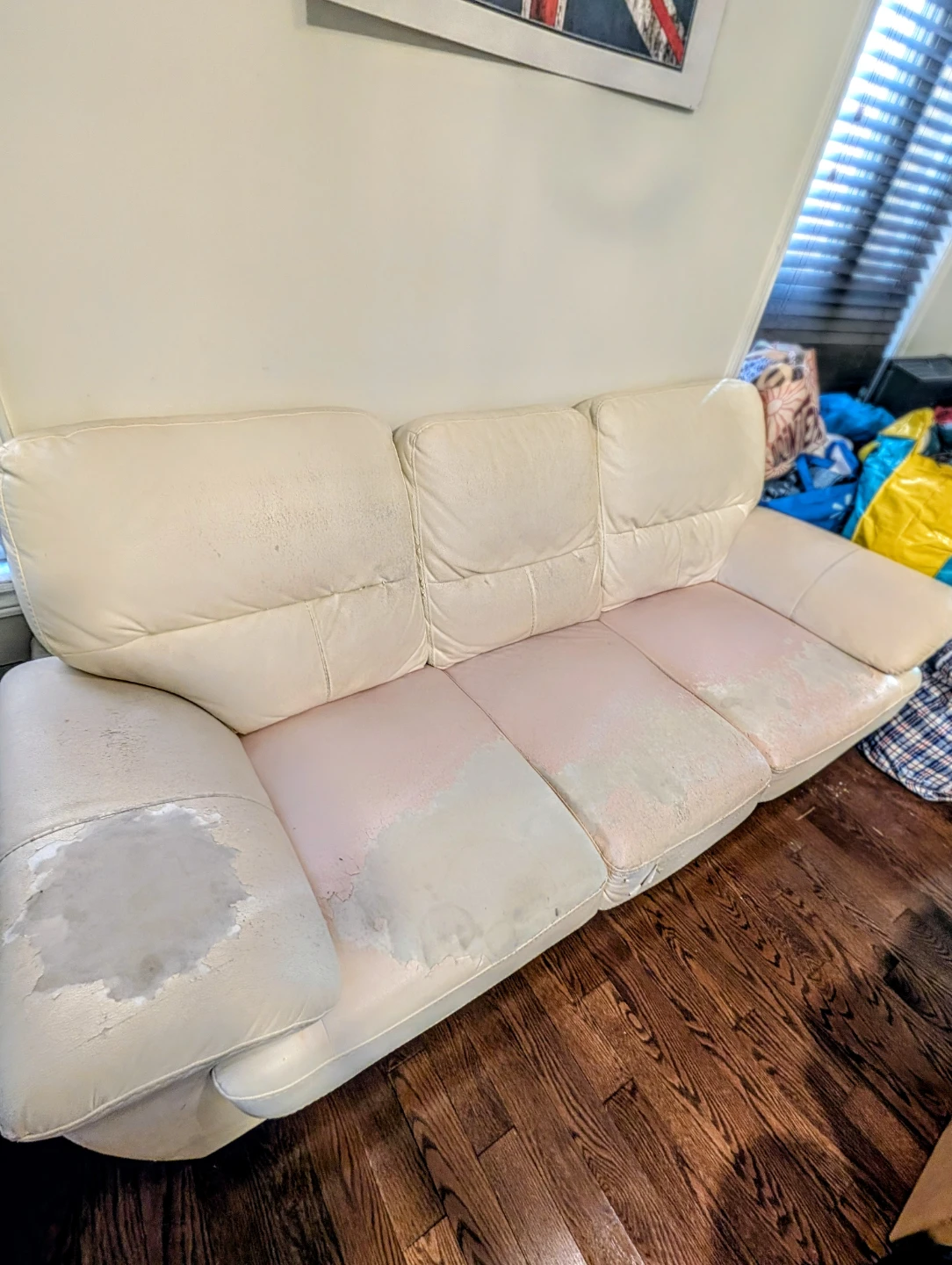 White Faux Leather Sofa - photo 2