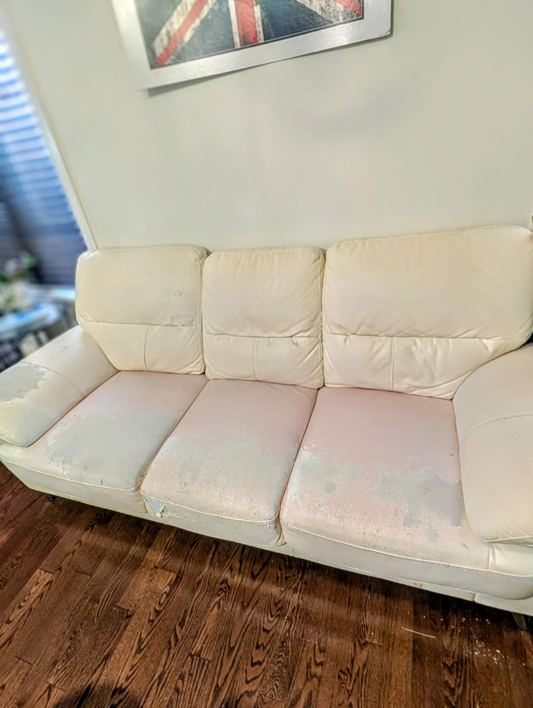 White Faux Leather Sofa - photo 3