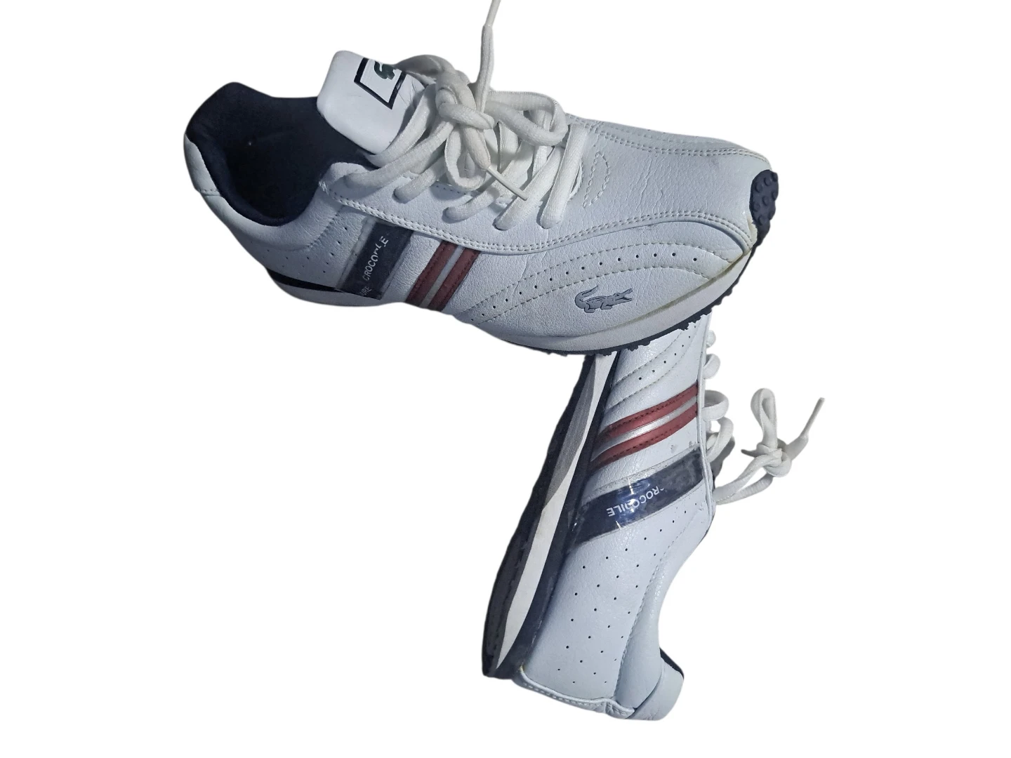 White Lacoste Leisure Crocodile Sneakers