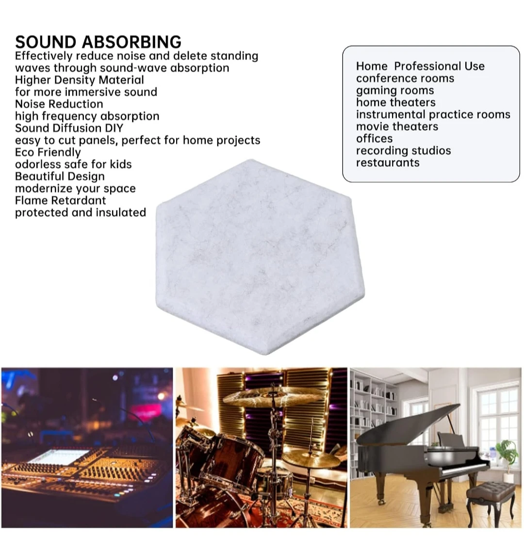 Hexagonal Sound Absorbing Panels 18 pieces