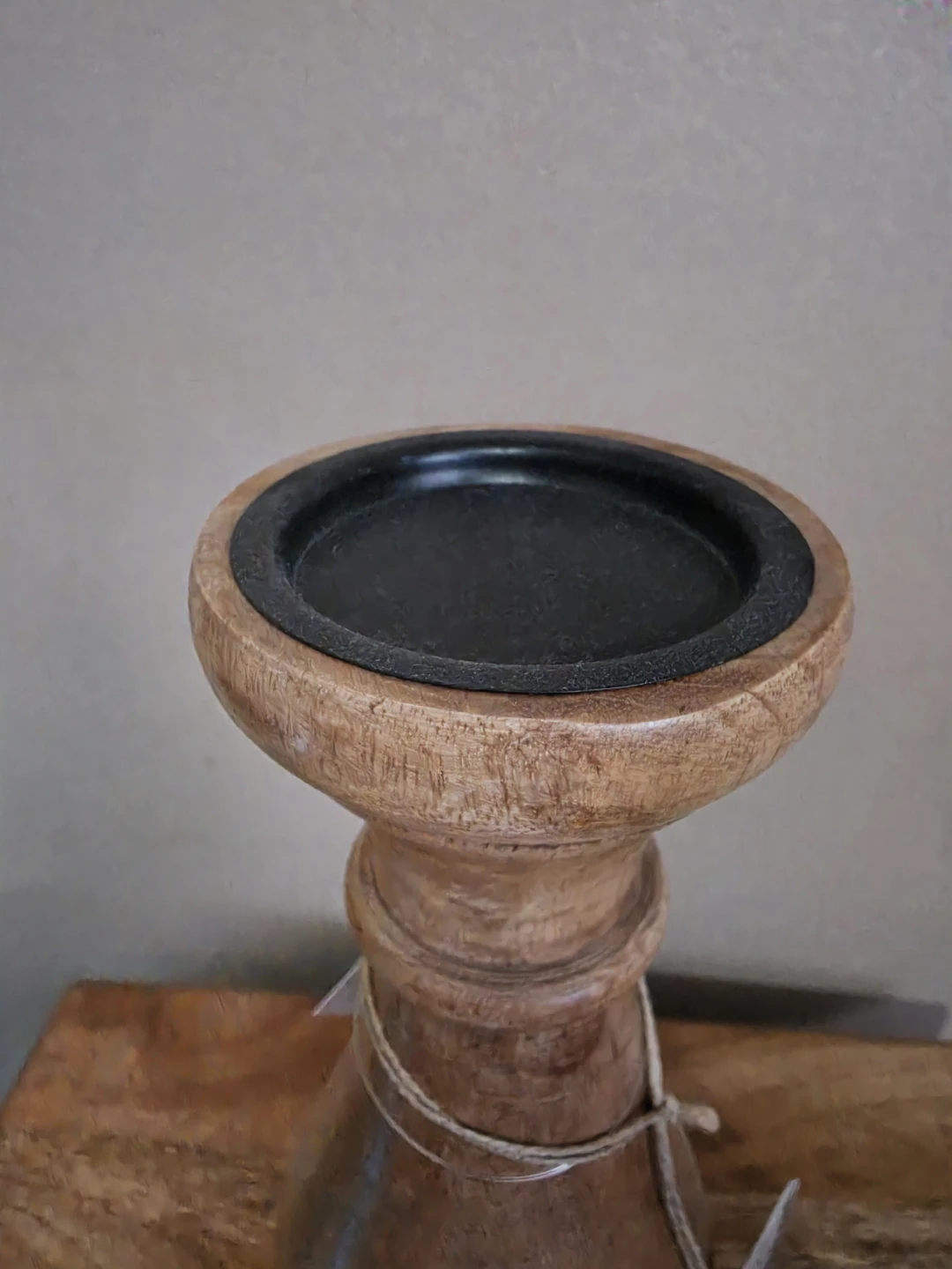 Wooden Pillar Candle Holder - Brown (New) - photo 2