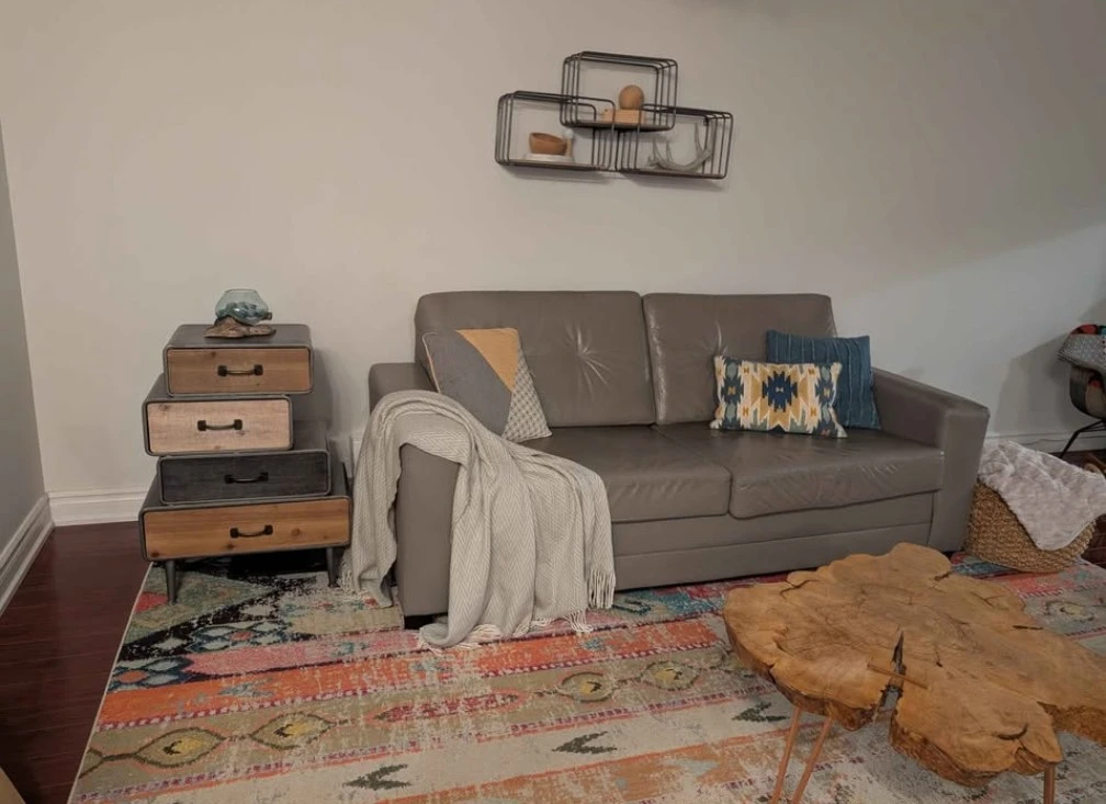 Grey Genuine Leather Sofa