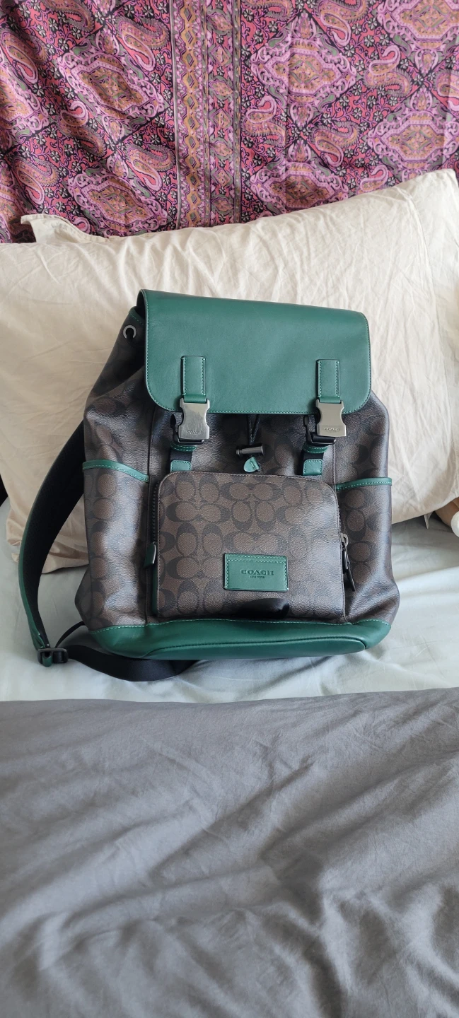 ♤♤ NEW ♤♤ Coach Signature Backpack Green/Brown