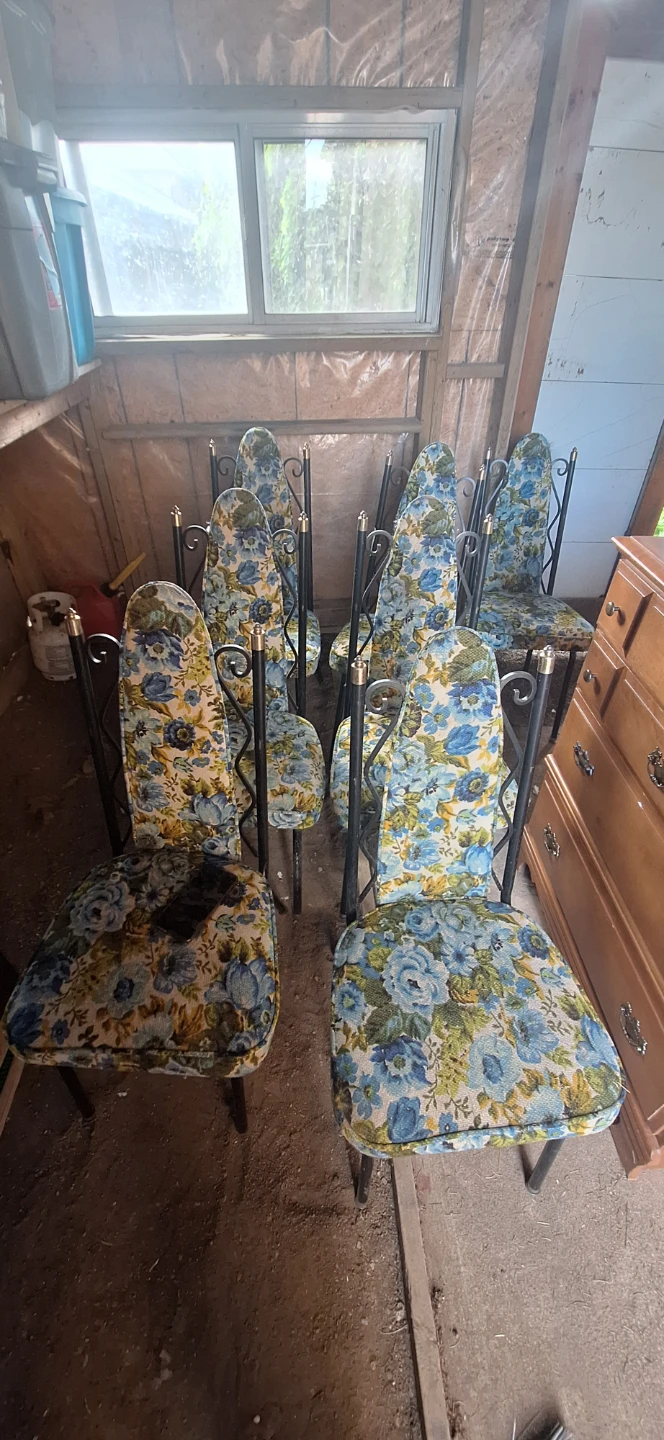 Floral Upholstered Dining Chairs - Set of 8