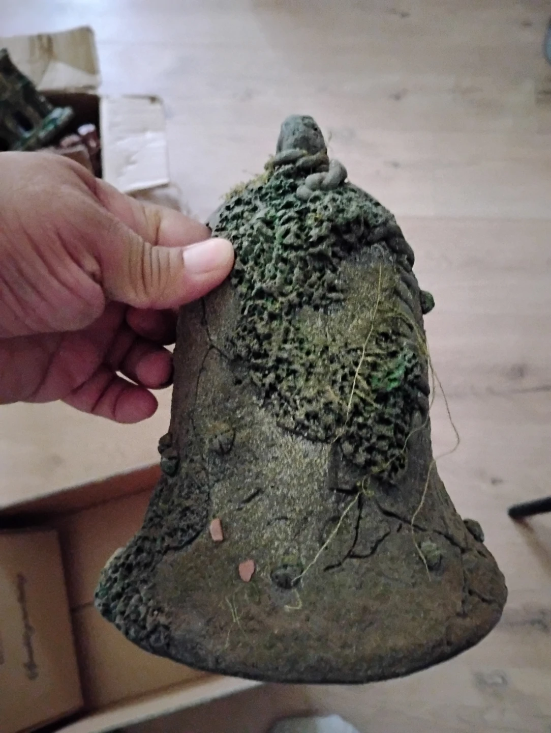 Distressed Bell Ornament with Moss Detail - photo 2