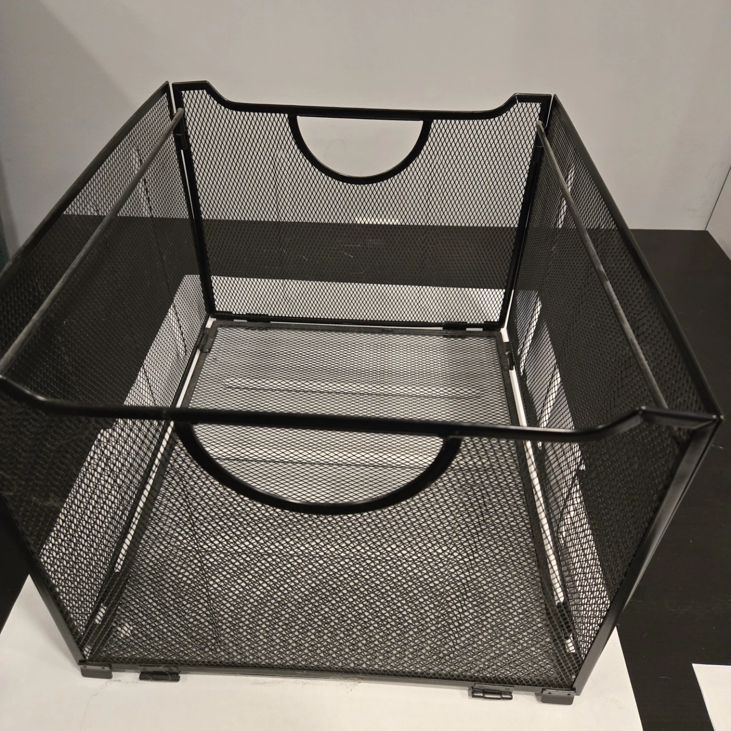 Black Mesh Storage Basket with Handles