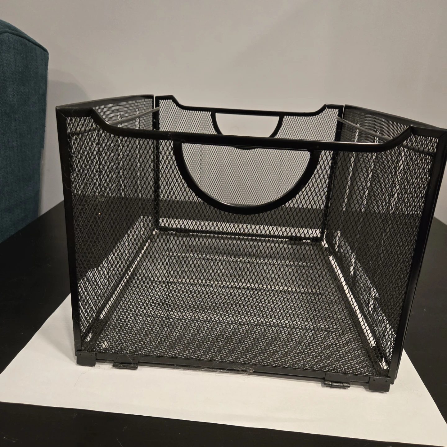 Black Mesh Storage Basket with Handles - photo 2