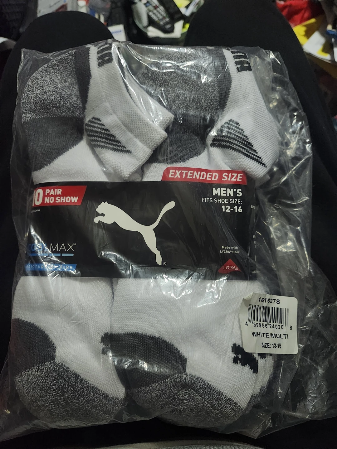 Puma Men's 10 Pair No Show Extended Size Socks