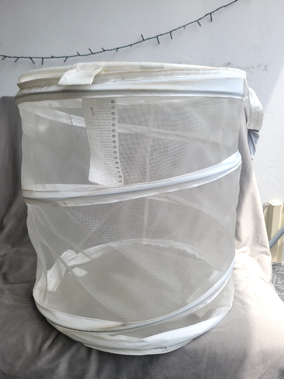 White Mesh Pop-Up Laundry Hamper