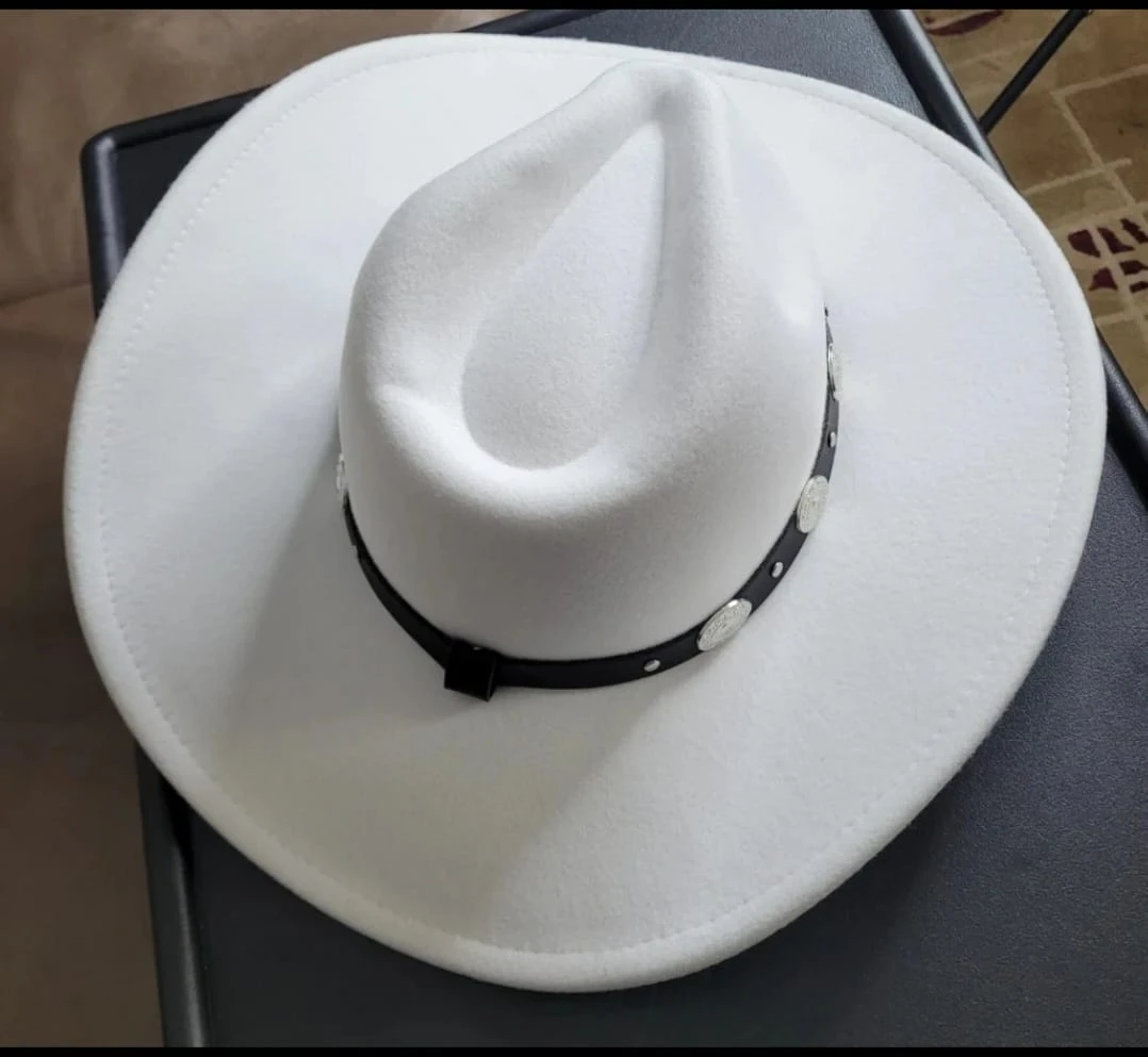 White Cowboy Hat with Silver Embellishments
