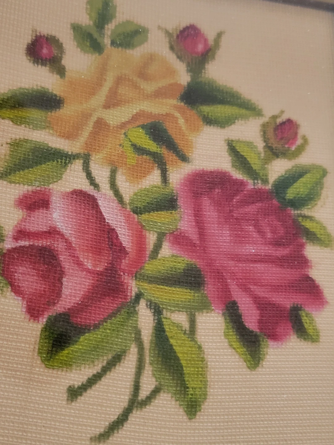 Vintage Floral petit point Framed Art Picture - photo 5