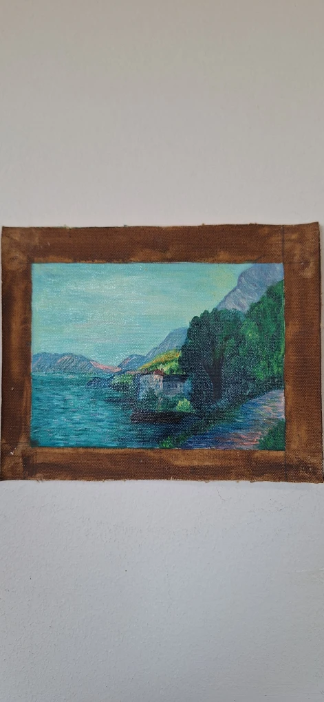 Original Landscape Painting - Lake and Mountains