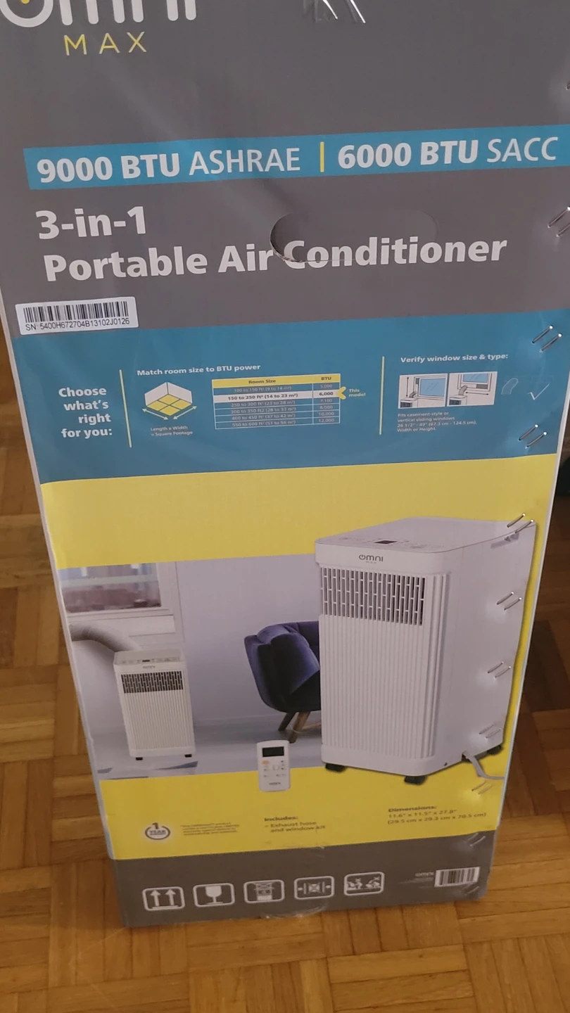 Omni Max 3-in-1 Portable Air Conditioner - 9000 BTU