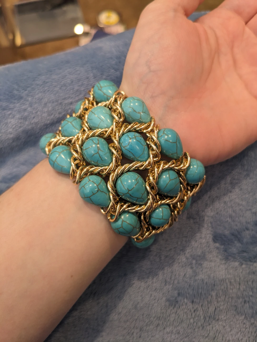 ⚽ Teal and Gold-tone Stretch Bracelet - photo 5