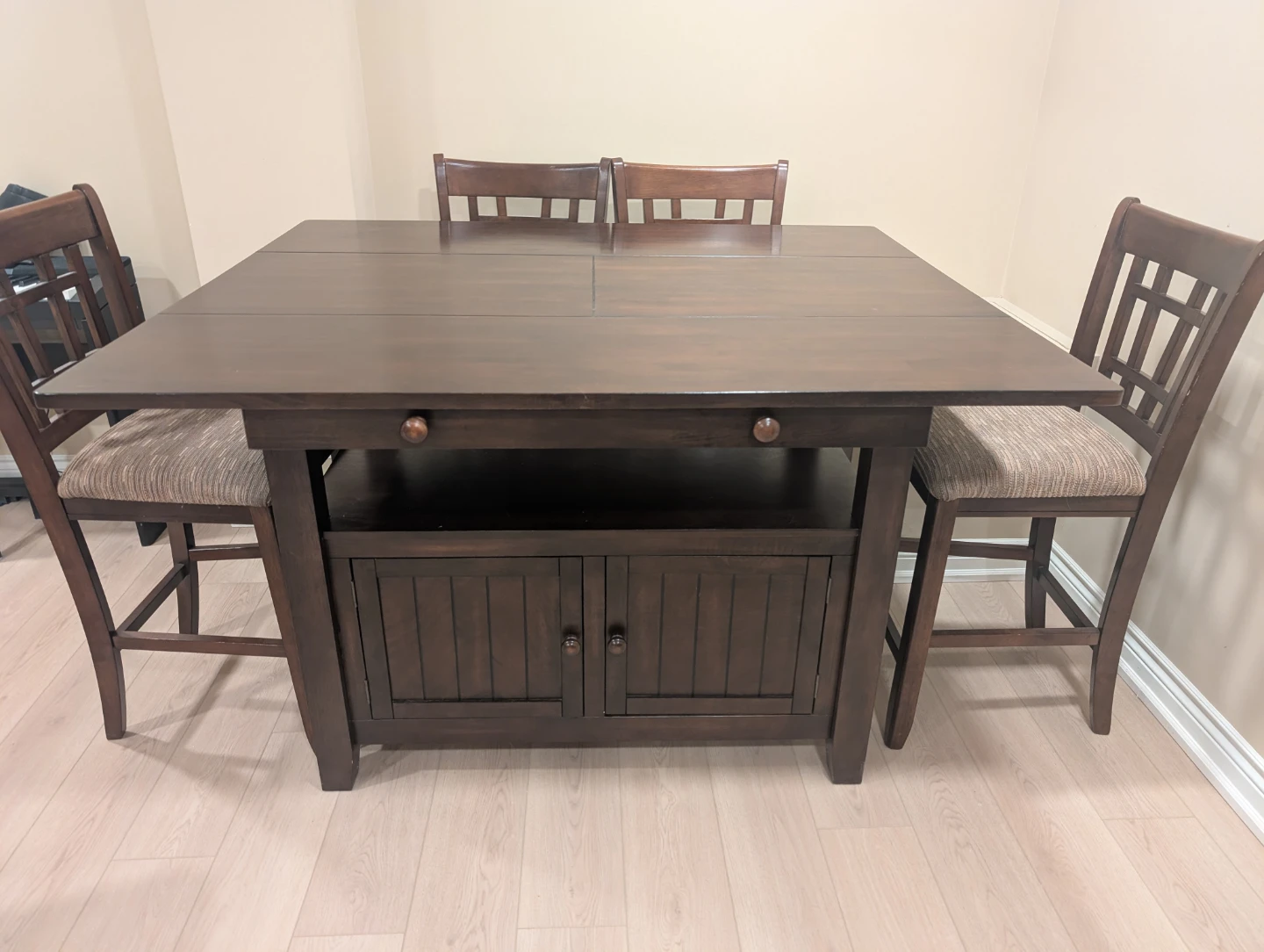 Counter Height Dining Set, extendable, with Storage Table