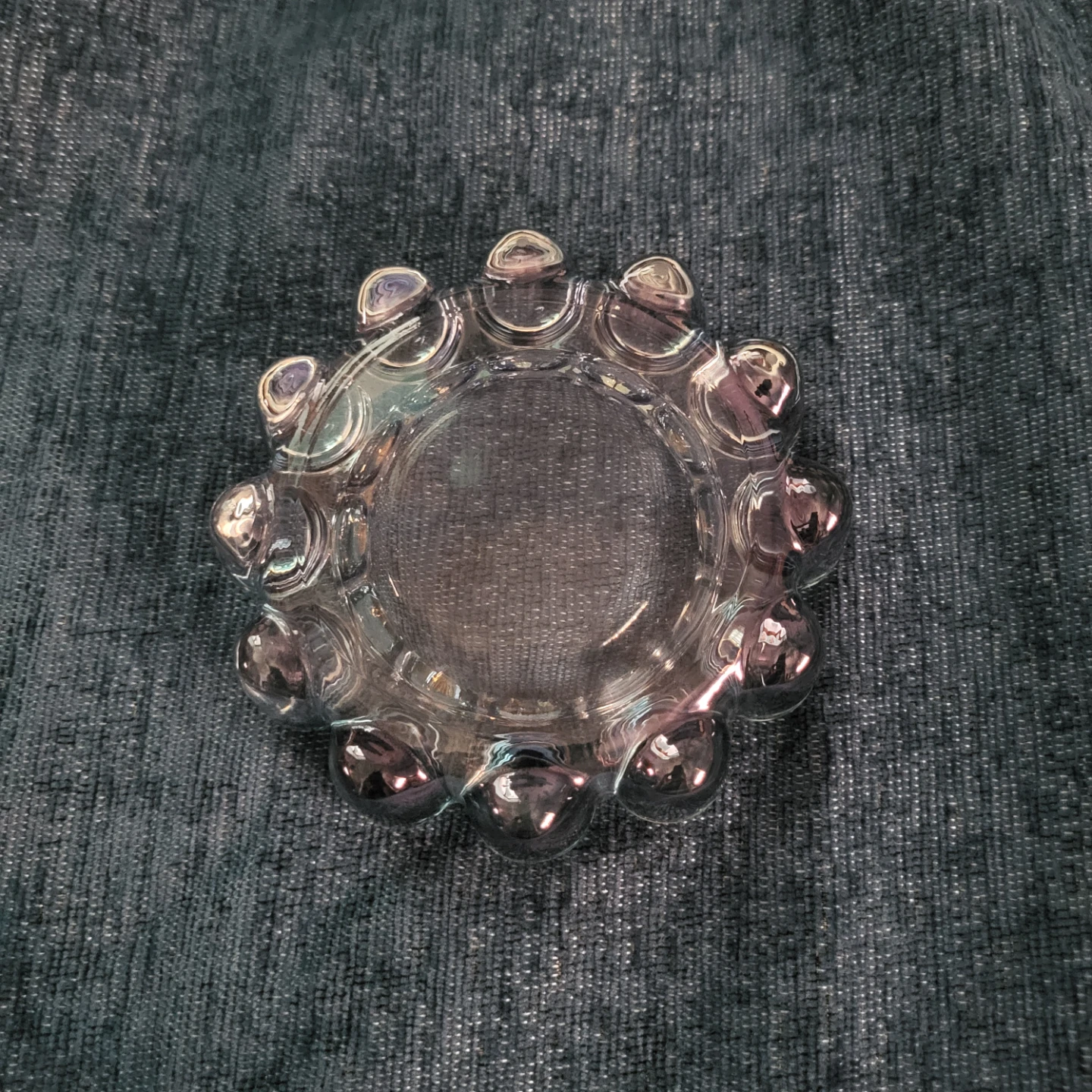 Clear Glass Ashtray with Bubble Embellishments - photo 2