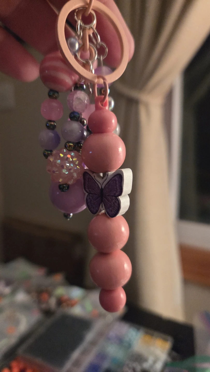 Beaded Keychain Charm with Butterflies - photo 2