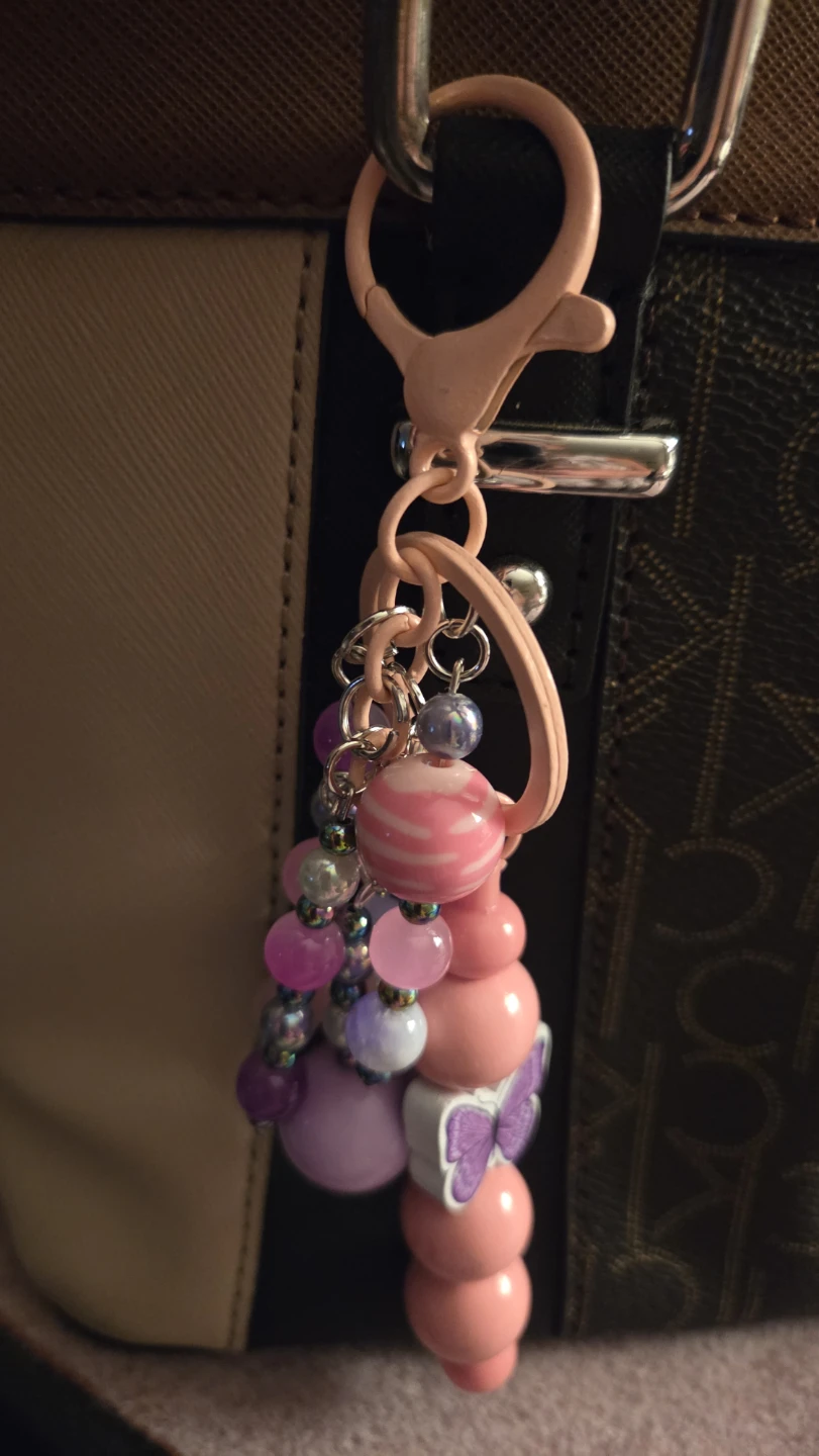 Beaded Keychain Charm with Butterflies - photo 3