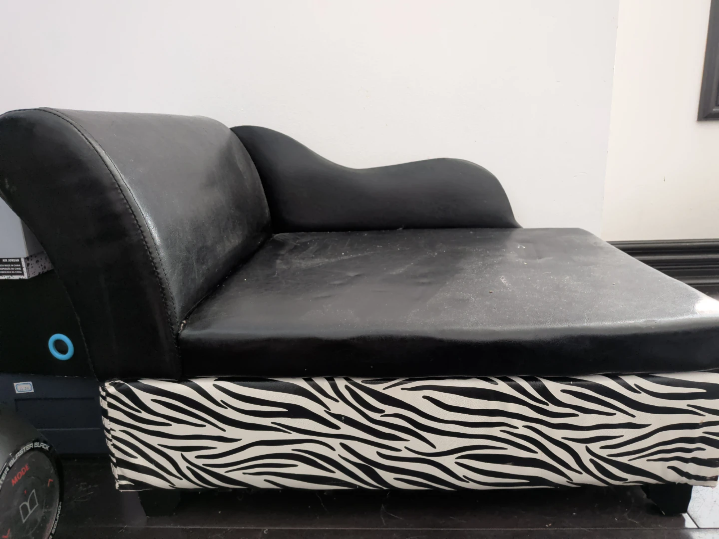 Black and Zebra Print Chaise Lounge for small dog