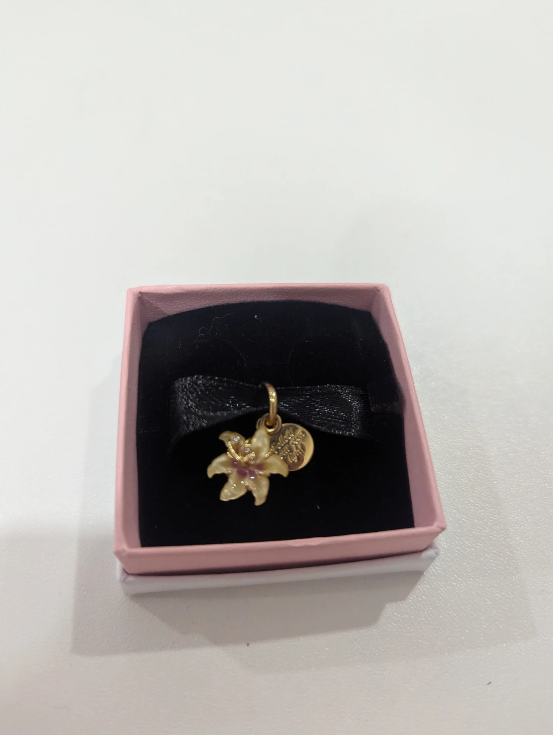 Pandora Gold Lily Flower Charm with "Follow Your light" Disc - photo 3