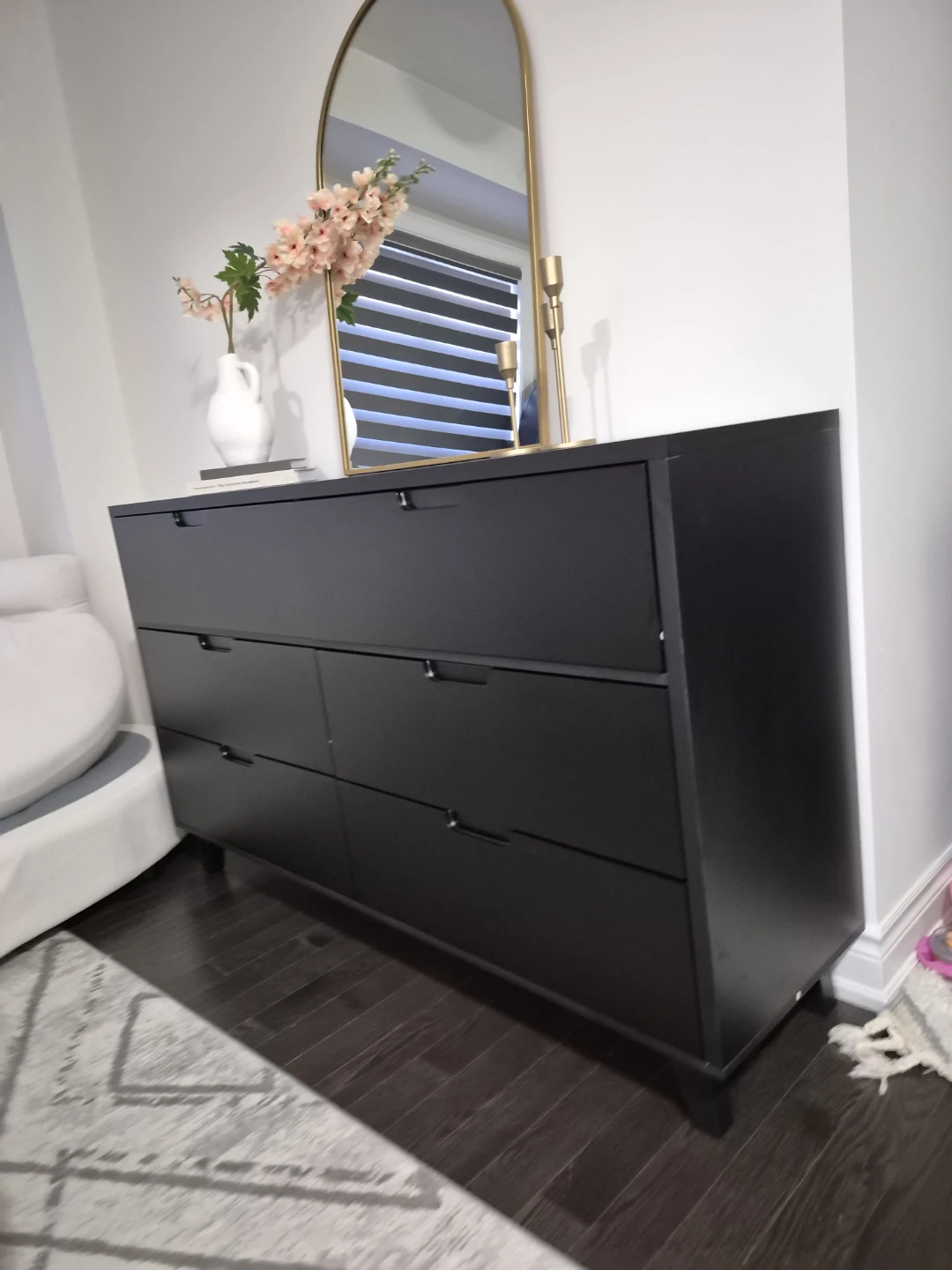 Black six-drawer dresser